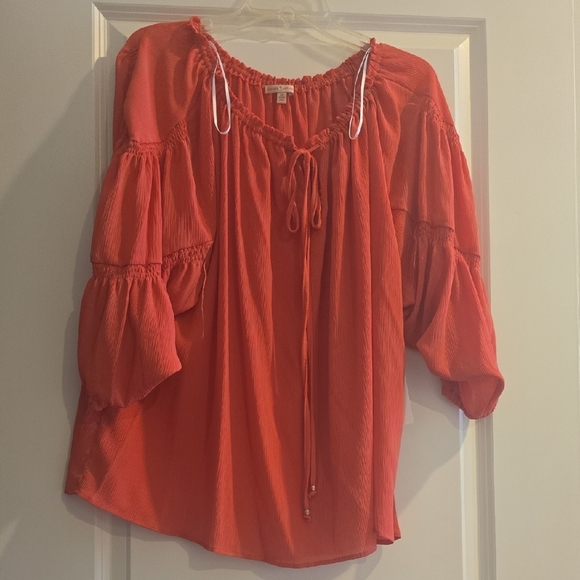Gibson Latimer Coral Peasant Blouse - Picture 1 of 1